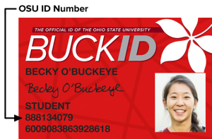 OSU ID Number on an example BuckID card